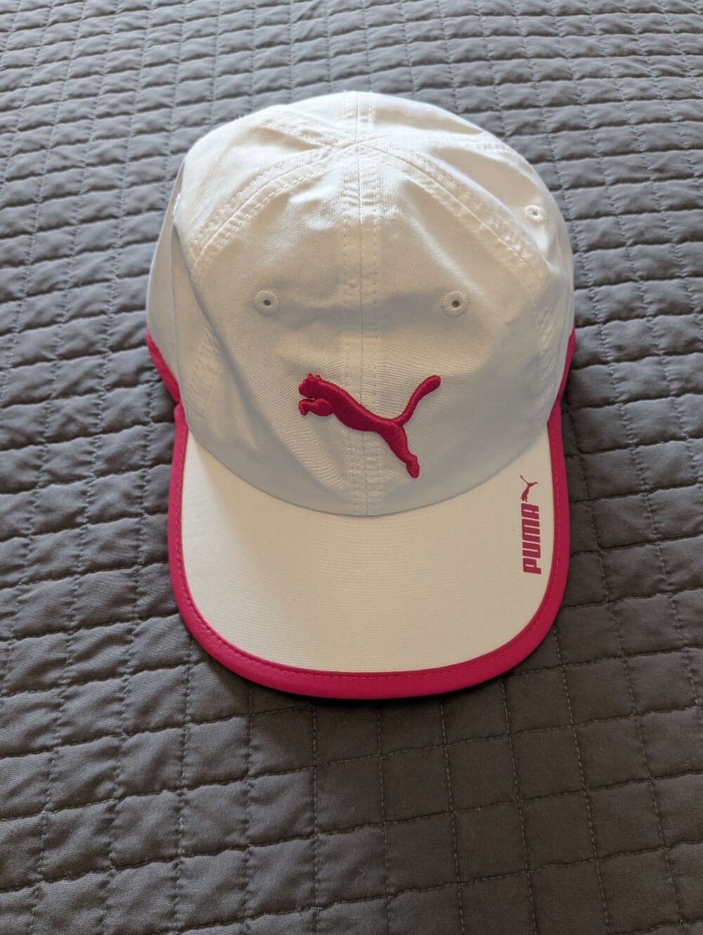 Puma White Baseball Cap with Pink Trim and Logo